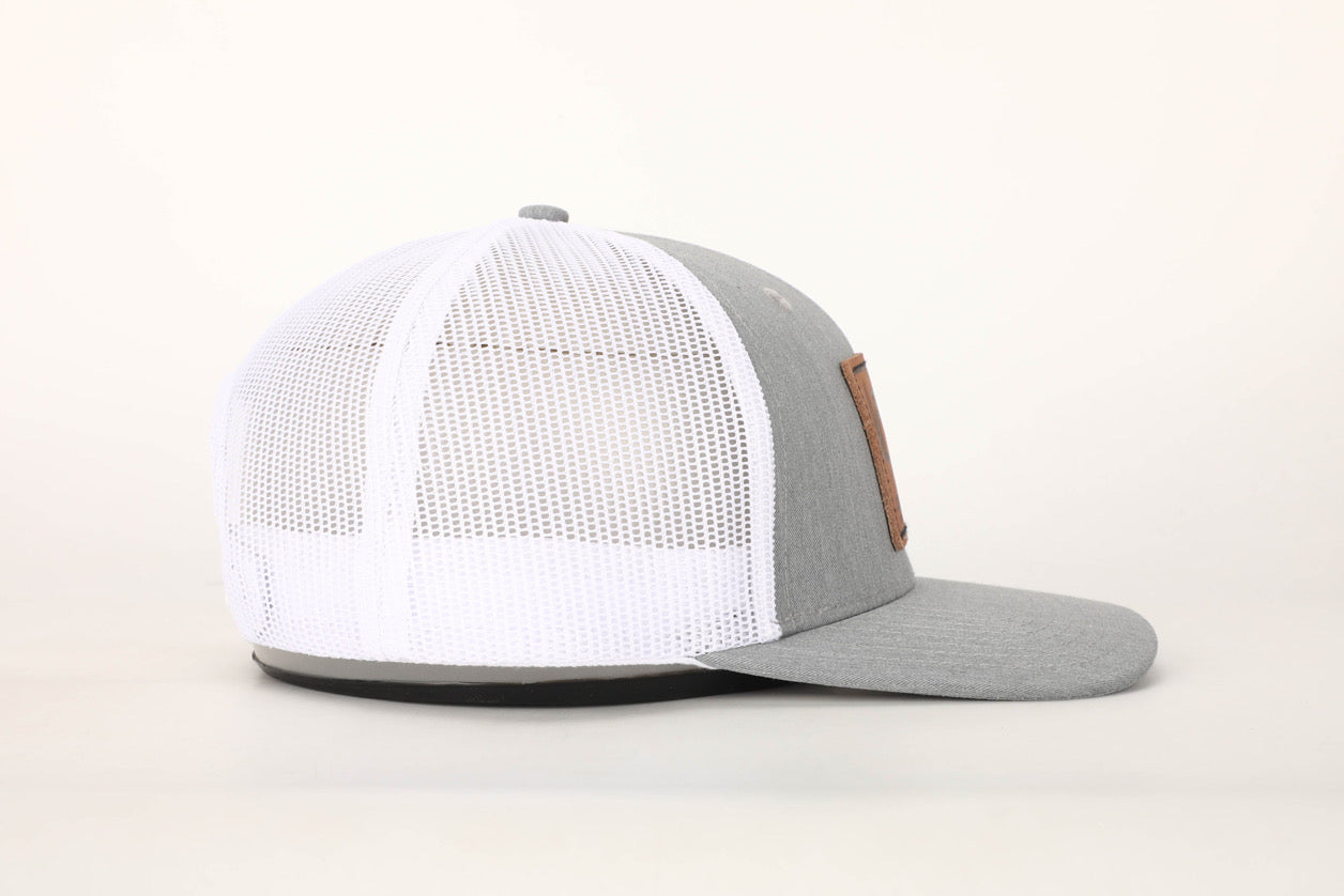 Leather Patch Trucker Hat Gray