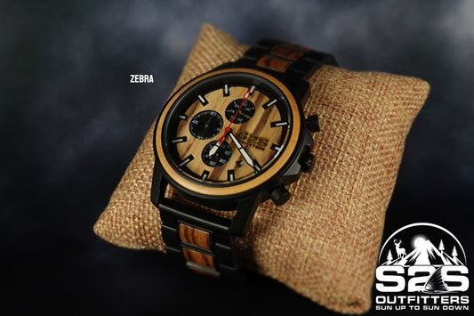 Wooden Watch Zebra Wood