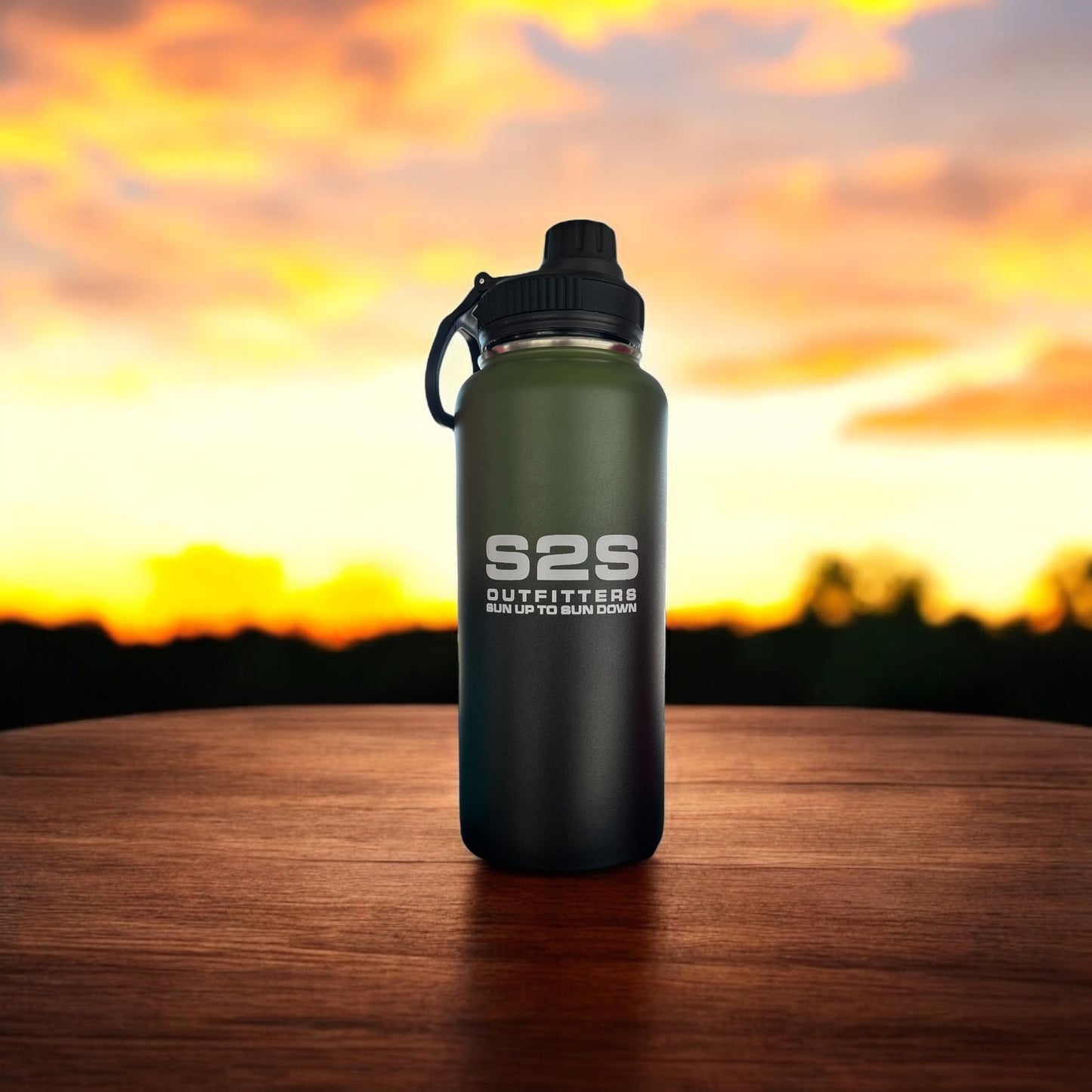 32oz Stainless Steel Water Bottle Green/Black